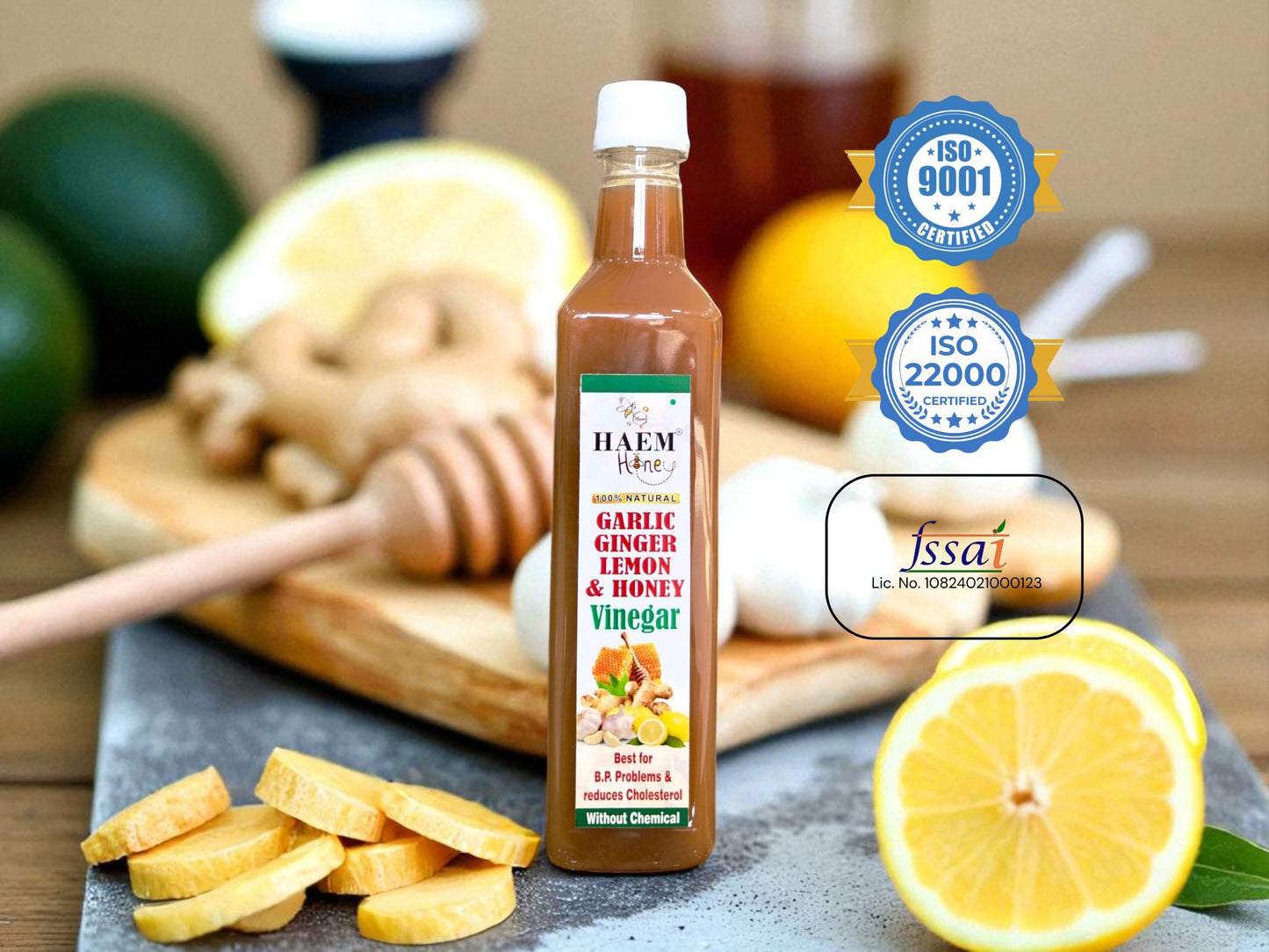 Garlic Ginger Lemon and Honey Vinegar | 500ml